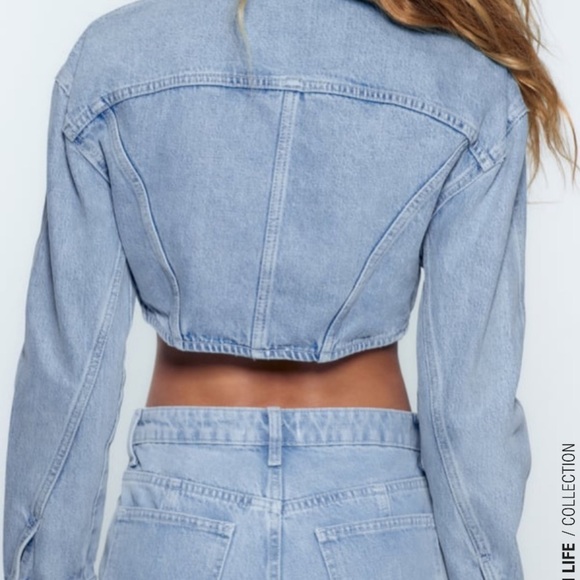 ZARA Cropped Denim Jean Jacket Size M BNWT - Picture 5 of 14